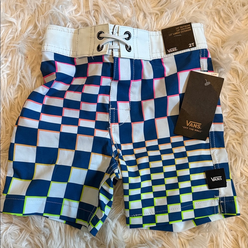 Vans Blue and White Checkered Boardshorts